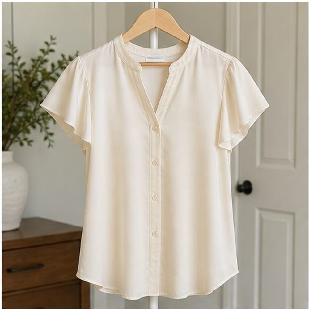 Cream Ruffle Blouse